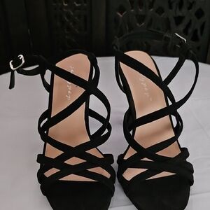 Jellypop Black Strappy Crisscross High Heel Sandals